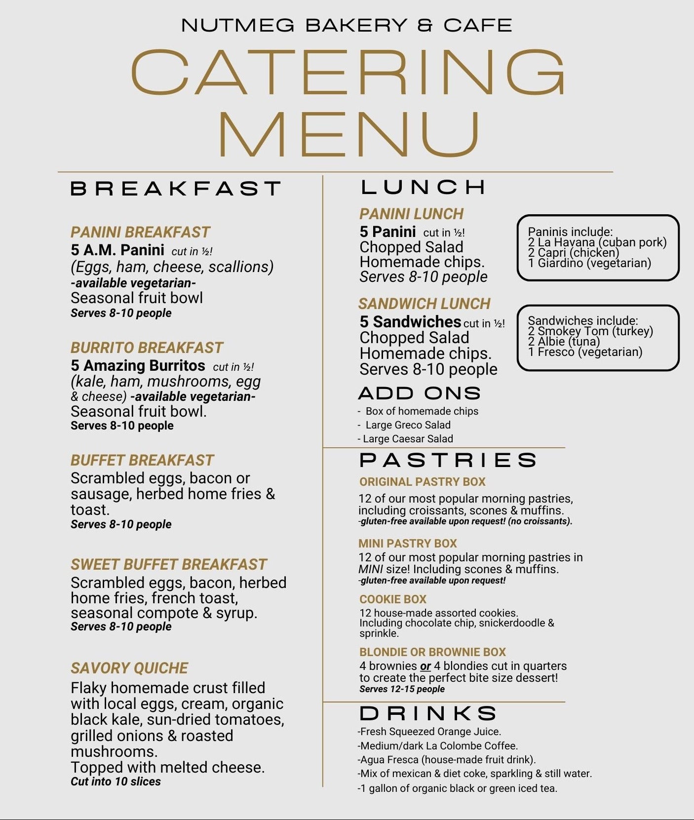 Catering menu